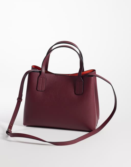Tommy Hilfiger icon mini satchel with card holder in deep red, 3 of 4