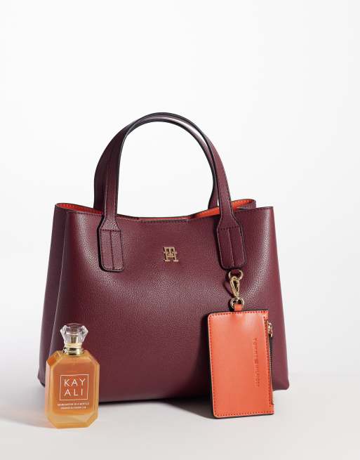 Tommy Hilfiger icon mini satchel with card holder in deep red, 4 of 4