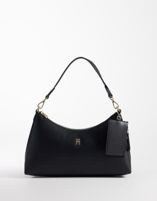Tommy Hilfiger Icon Shoulder Bag With Card Holder In Black