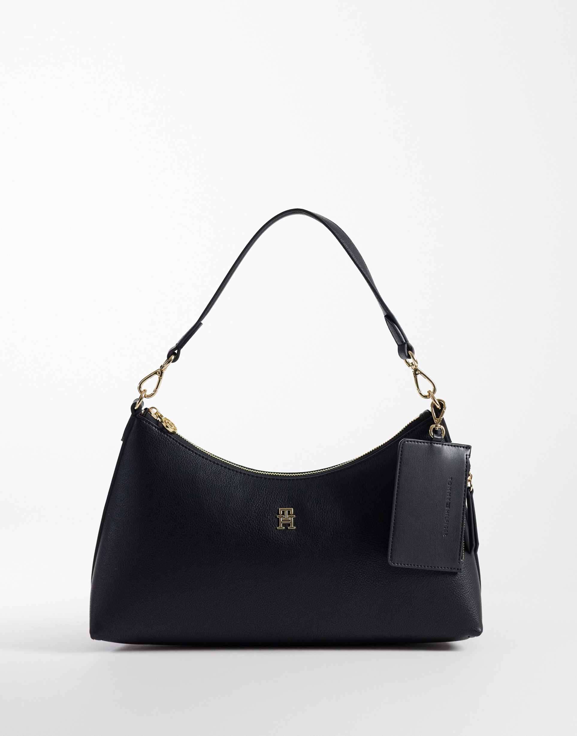 tommy hilfiger icon shoulder bag with card holder in black