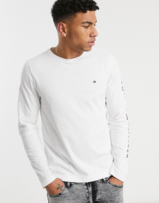 Tommy Hilfiger icon & sleeve logo long sleeve top in white