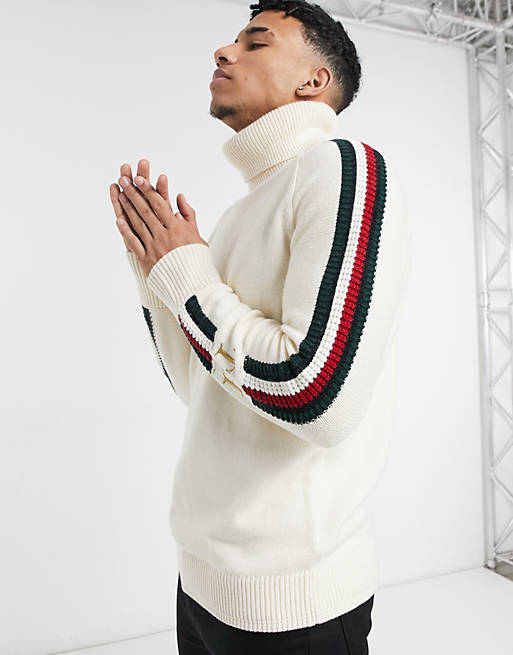 Machu Picchu Rubber Larry Belmont Tommy Hilfiger icon sleeve tipped roll neck knit sweater in white | ASOS
