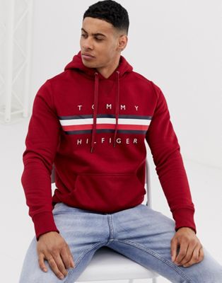 tommy hilfiger logo signature stripe hoodie