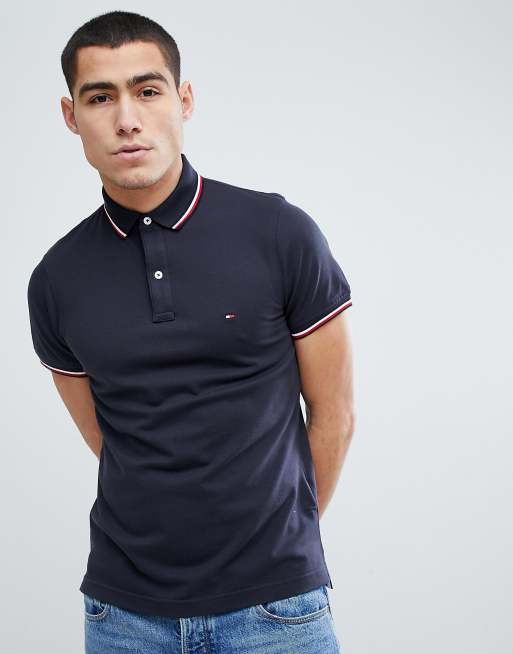 Slim Fit Under Collar Flag Polo