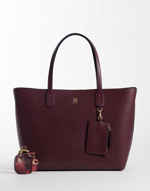 Tommy Hilfiger Icon tote bag in burgundy, 2 of 4