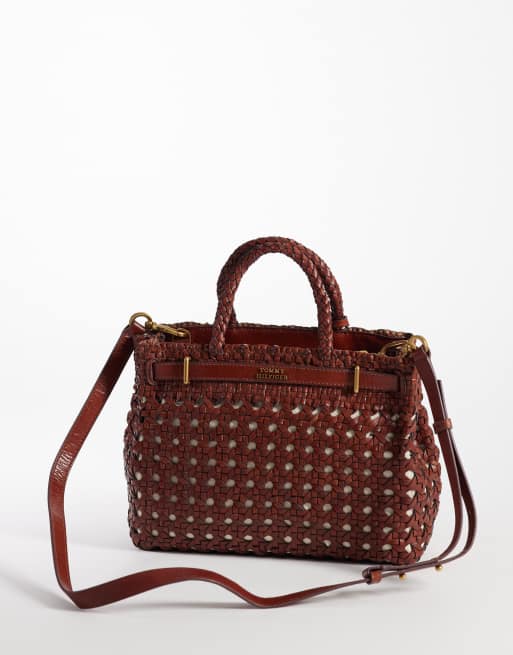 Tommy Hilfiger Icon woven mini tote in tan, 4 of 4