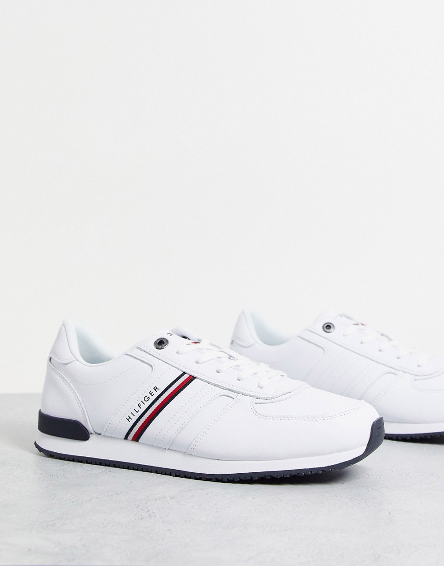 Tommy Hilfiger iconic leather runner stripe sneakers in white
