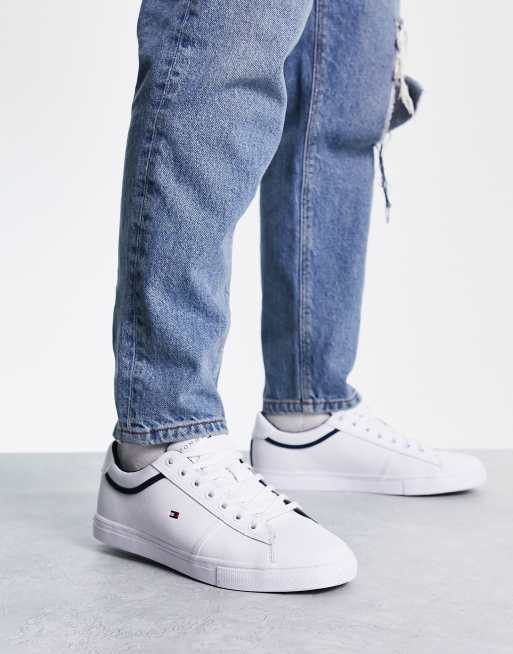 TOMMY HILFIGER: sneakers in recycled synthetic leather with Velcro - White