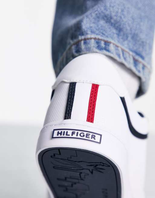 TOMMY HILFIGER: sneakers in recycled synthetic leather with Velcro - White