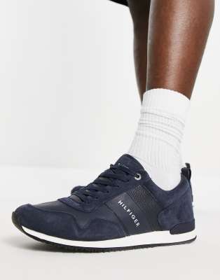 iconic leather suede mix runner