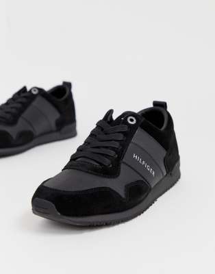 tommy hilfiger suede mix sneaker in black