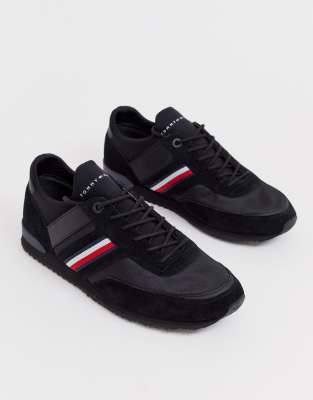 tommy hilfiger suede mix sneaker in black