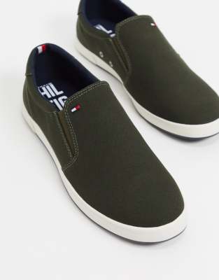 army green slip on sneakers