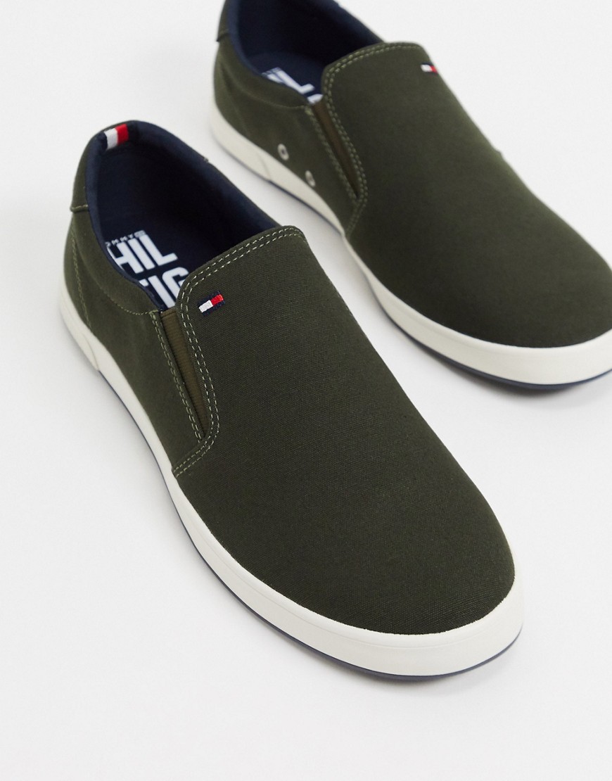 Tommy Hilfiger iconic slip on sneakers in army green