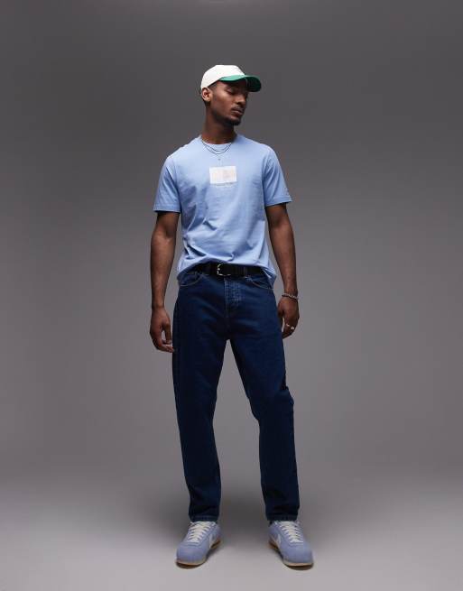 Tommy Hilfiger Ithaca stripe flag t-shirt in bright light blue, 4 of 4