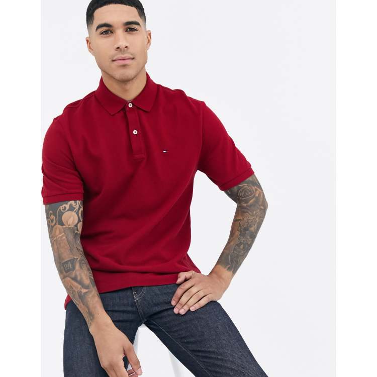 Tommy Hilfiger Red-Maroon Polo Shirt, Men's Fashion, Tops & Sets