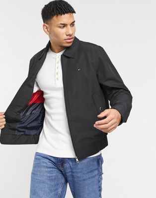 Tommy Hilfiger Ivy icon logo recycled cotton harrington jacket in black