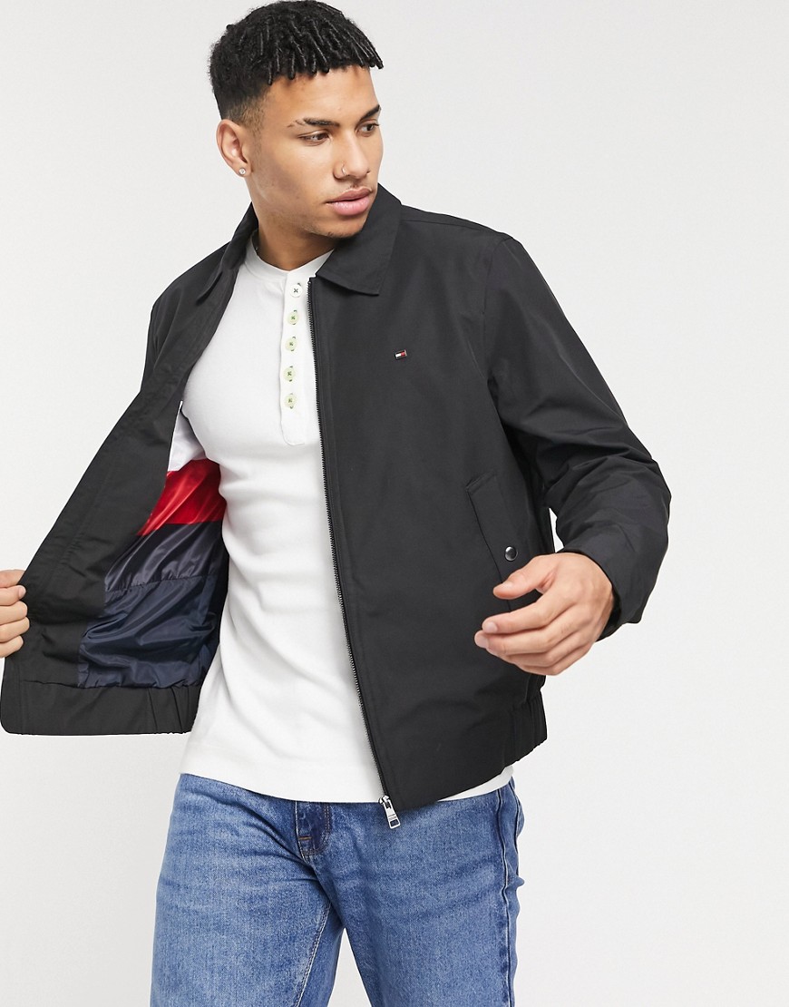 Tommy Hilfiger Ivy icon logo recycled cotton harrington jacket in black