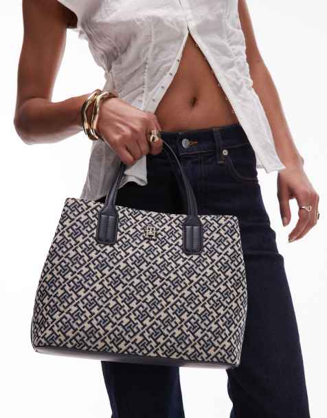 Tommy Hilfiger jacquard monogram handbag in blue - view 1