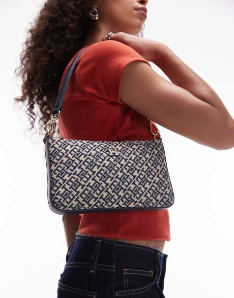 Tommy Hilfiger jacquard monogram shoulder bag in blue - view 1