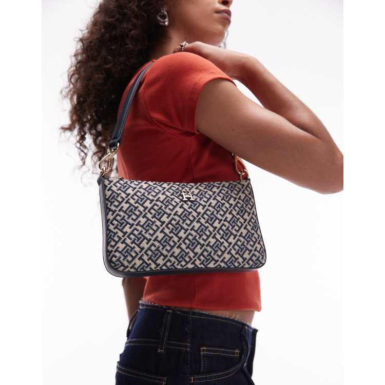 Tommy Hilfiger jacquard monogram shoulder bag in blue | ASOS