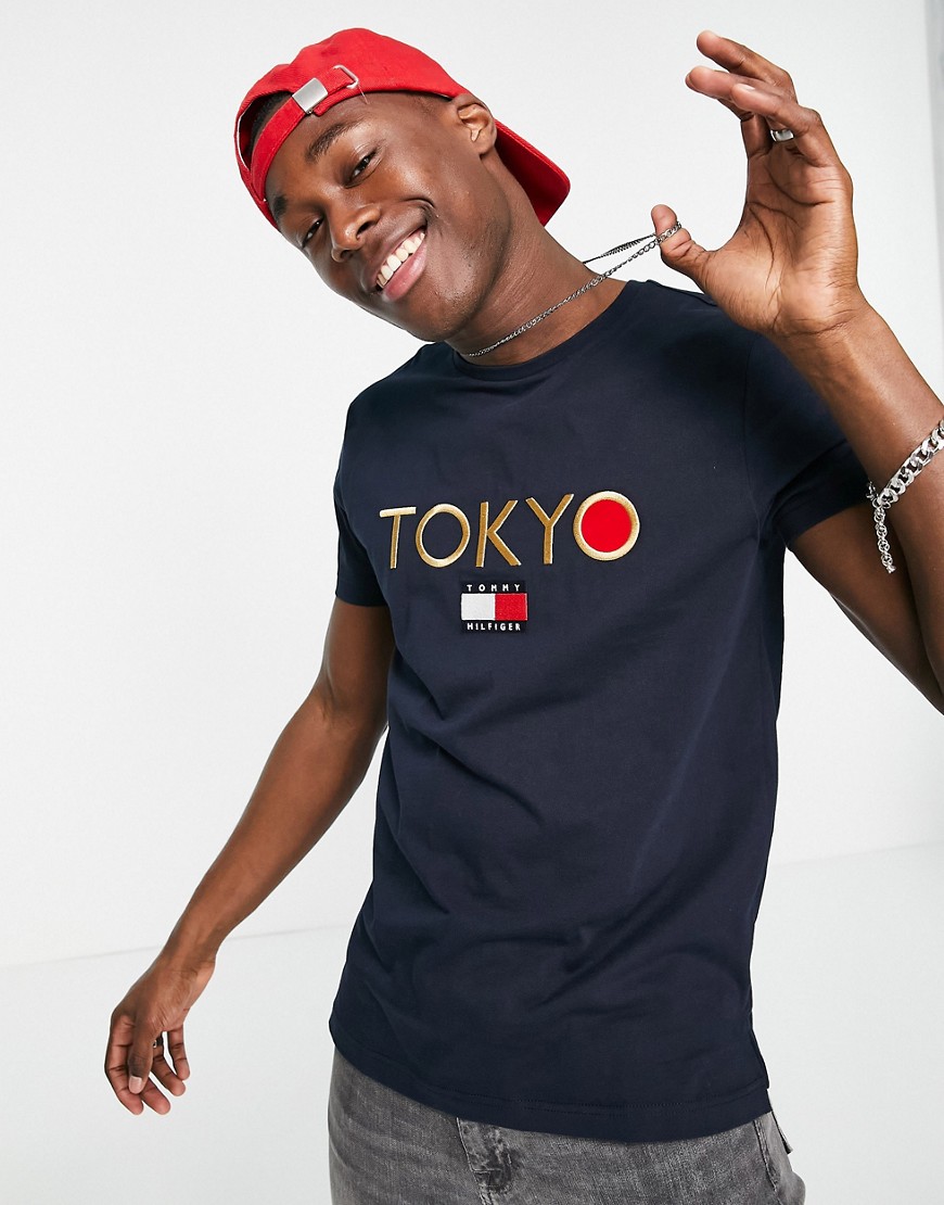 Tommy Hilfiger japan tokyo graphic t-shirt-Black