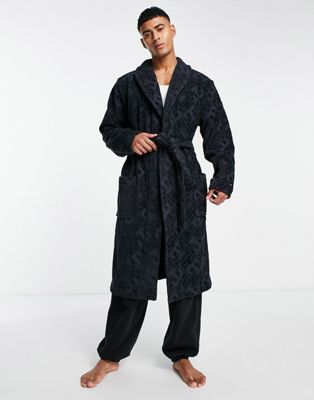 Tommy Hilfiger jaquard dressing gown in navy