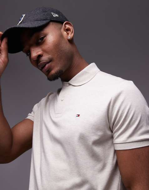 Tommy Hilfiger regular cotton polo shirt in beige heather