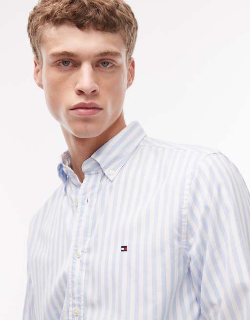 Tommy Hilfiger – Jasnoniebieska koszula popelinowa we wzór w paski, 5 z 5