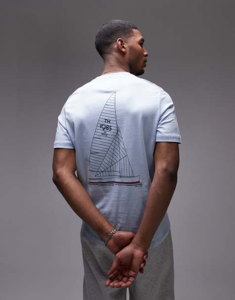 Tommy Hilfiger outline sailing t-shirt in pale blue