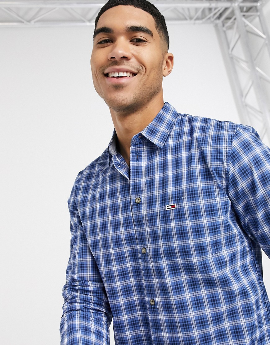 Tommy Hilfiger Jeans essential check long sleeve shirt-Blue