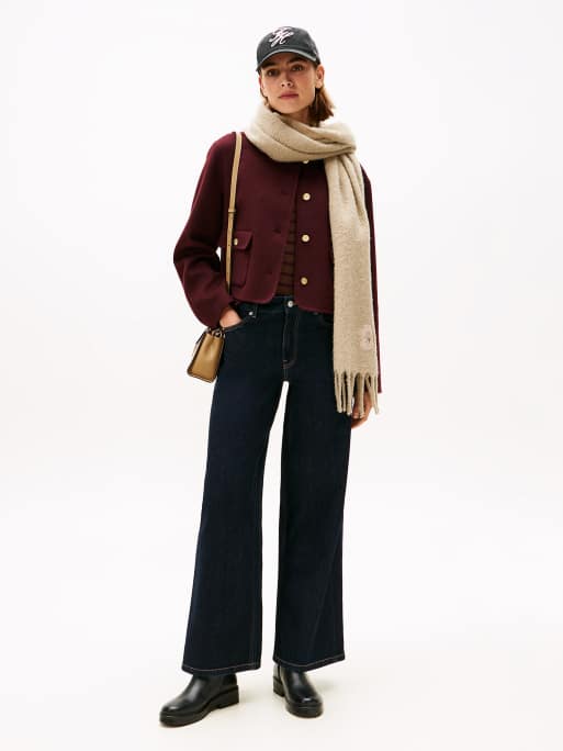 Tommy Hilfiger – Jeans in Dunkelblau im 70er-Style mit hohem Bund und weitem Bein