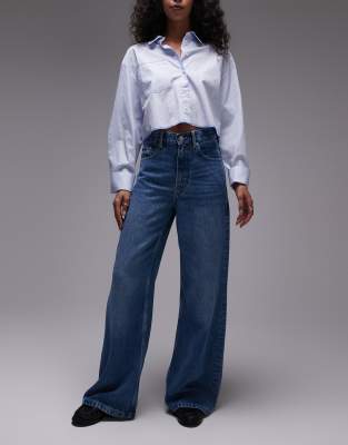 Tommy Hilfiger - Jeans in Dunkelblau mit hohem Bund und weitem Bein