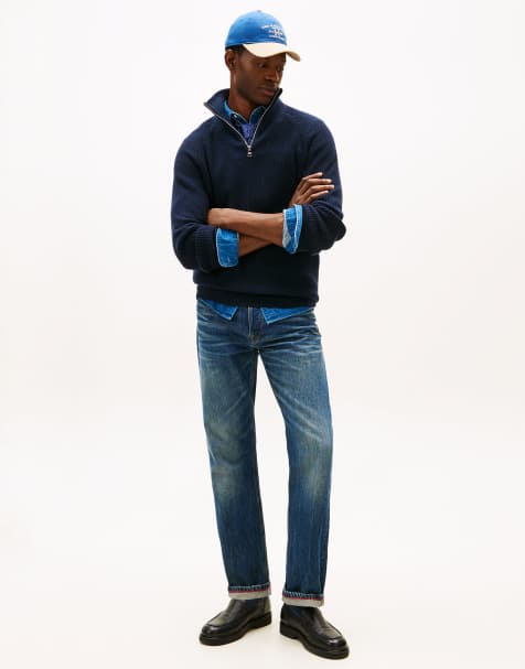 Tommy Hilfiger – Jeans in Dunkelblau mit regulärem, geradem Schnitt und Falteneffekt - view 1