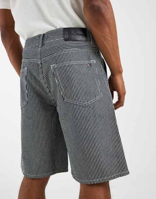 Tommy Hilfiger – Jeans-Shorts in gestreiftem Indigo-Marineblau, Kombiteil, 4 von 5