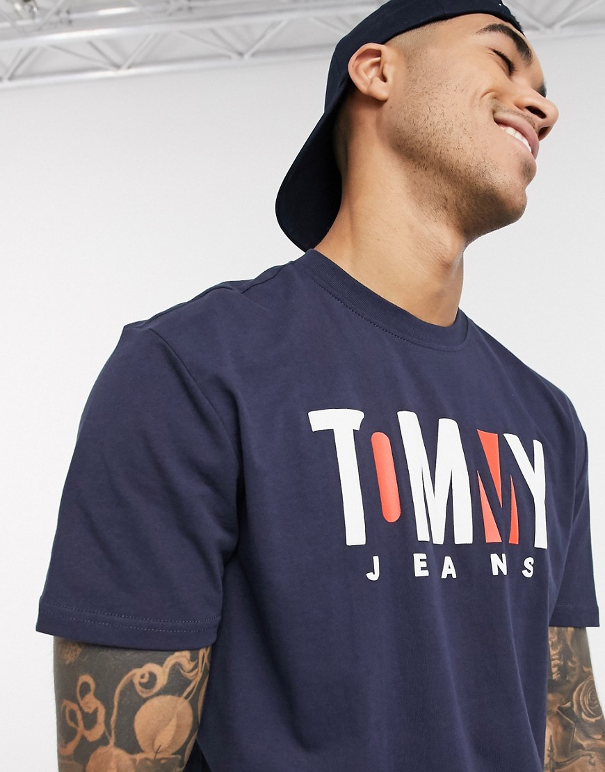 Tommy Jeans - Tommy hilfiger jeans - t-shirt med kontrastlogo-marineblå