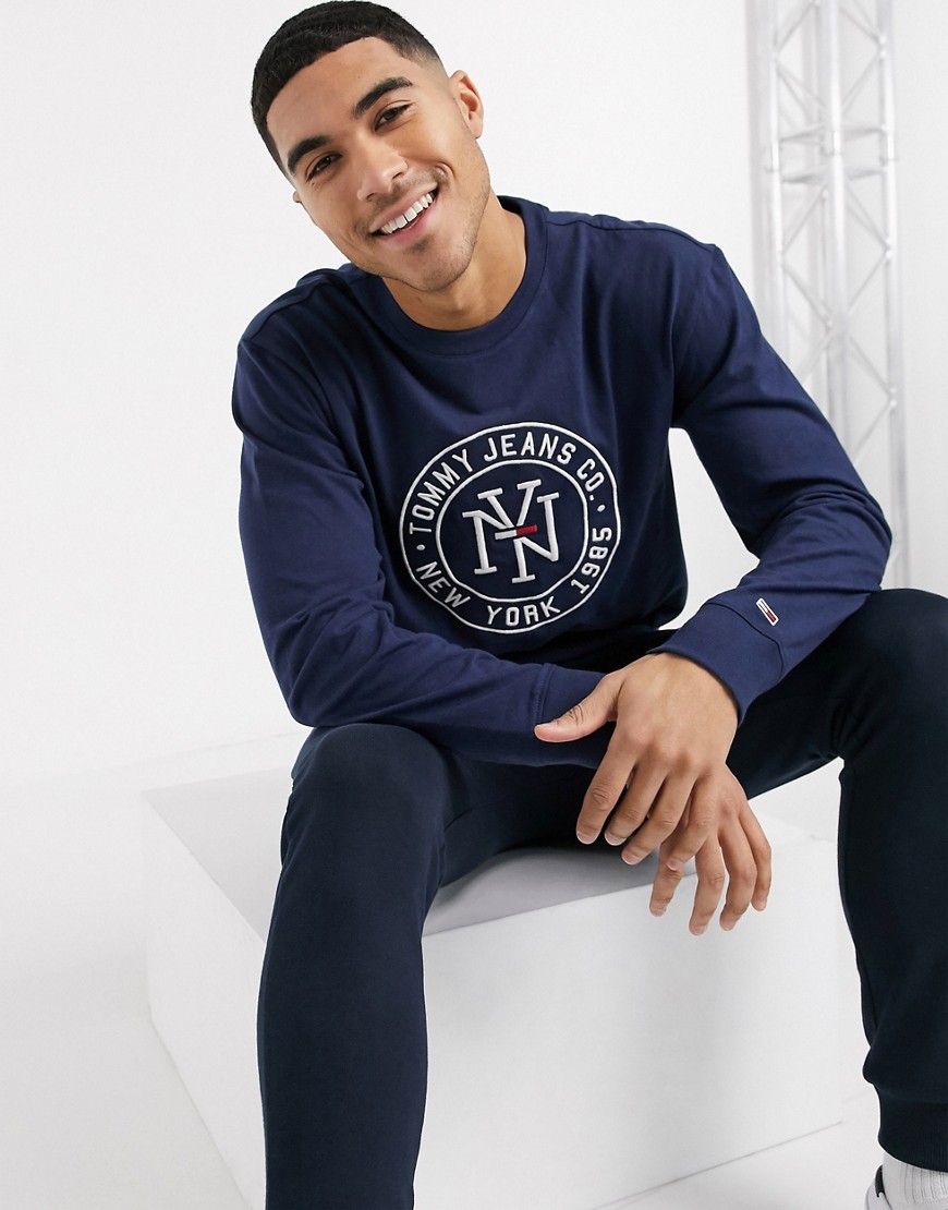 Tommy Hilfiger Jeans - Top con logo NY rotondo-Navy
