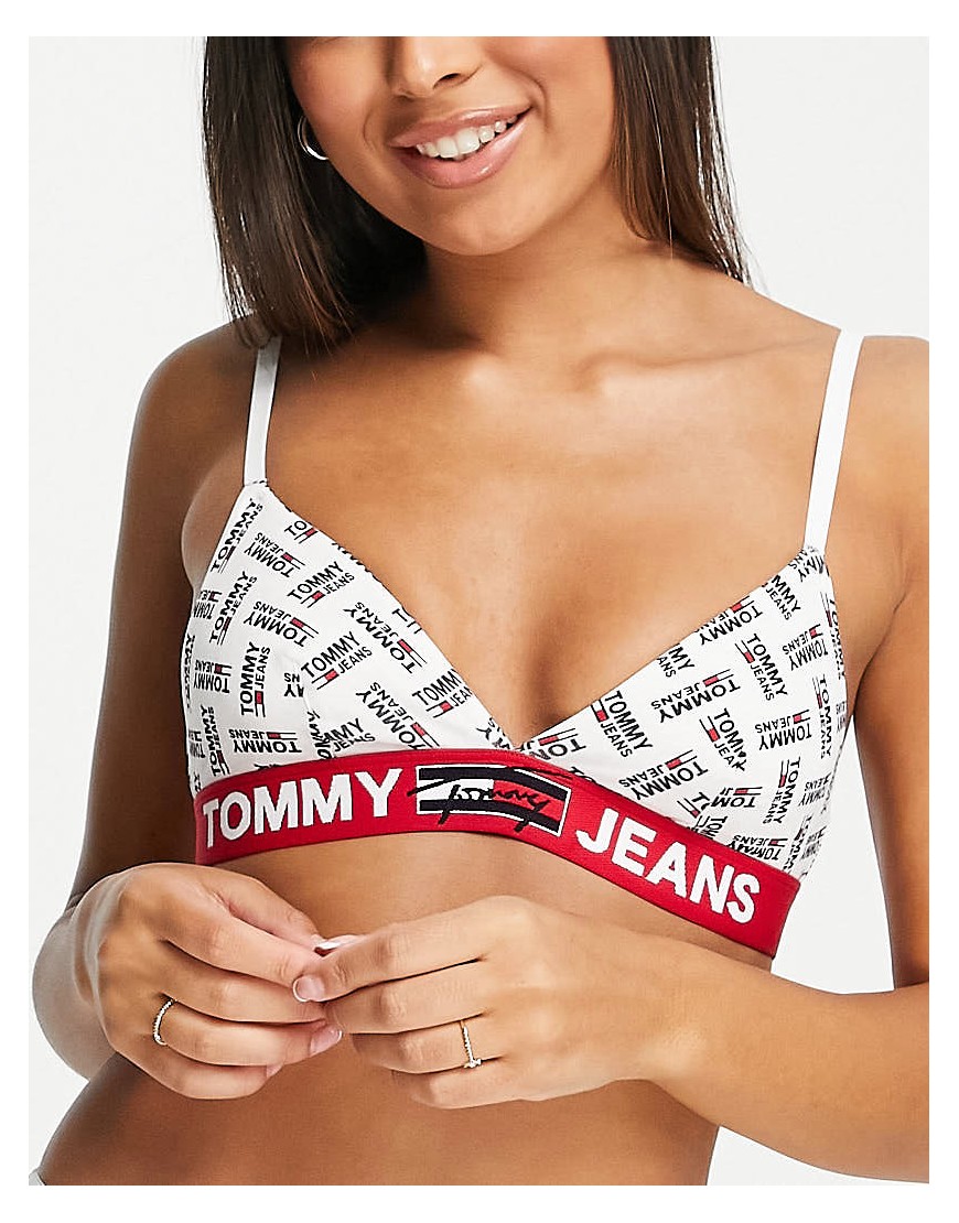 Tommy Hilfiger Jeans triangle logo bralette in white