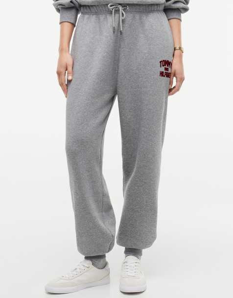 Tommy Hilfiger Jogger mit Flock-Logo im College-Stil und Bündchen in mittelgrau meliert - view 1