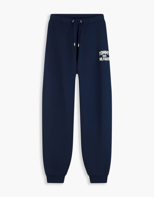 Tommy Hilfiger jogging à logo varsity floqué à bas resserrés bleu foncé, 5 de 6