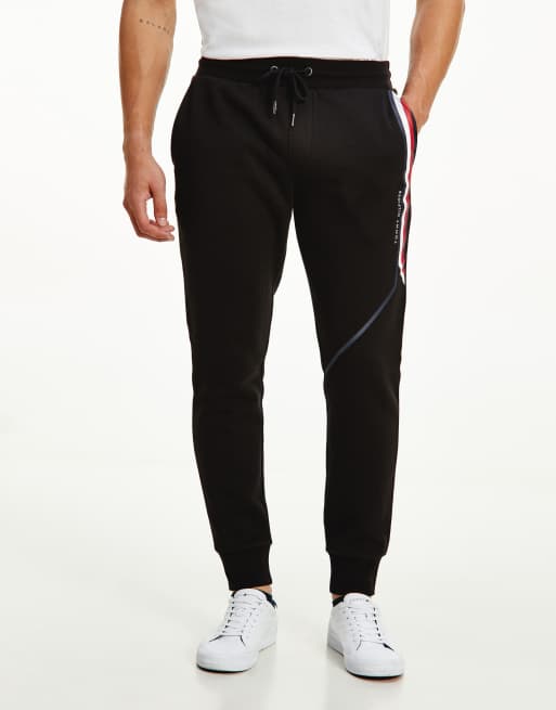 Tommy Hilfiger - Joggingbroek met gesplitste kenmerkende streep en boorden in zwart