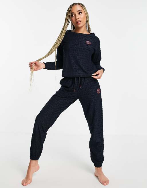 Tommy Hilfiger - Joggingbroek van retro badstof in marineblauw