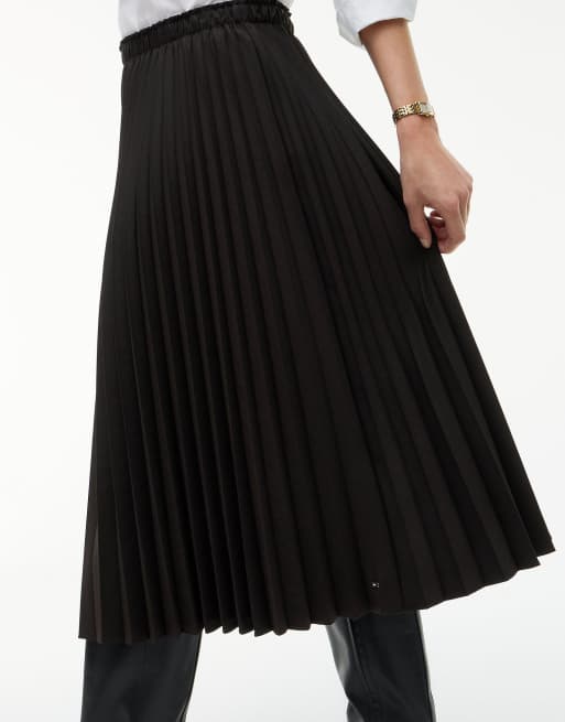 Tommy Hilfiger jupe midi plissée en sergé chocolat, 3 de 6