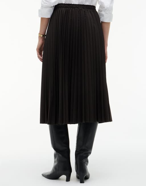 Tommy Hilfiger jupe midi plissée en sergé chocolat, 4 de 6
