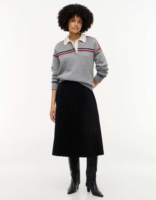 Tommy Hilfiger jupe midi plissée en sergé noire, 2 de 7