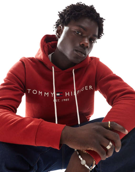 Tommy Hilfiger – Kapuzenpullover in Rot mit normalem Schnitt