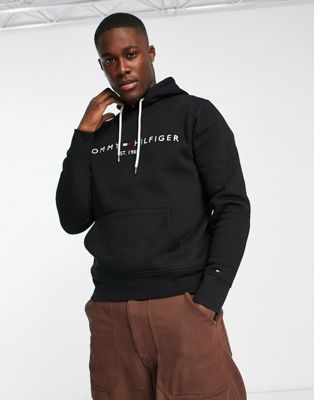 Tommy Hilfiger embroidered flag logo hoodie in black - ASOS Price Checker