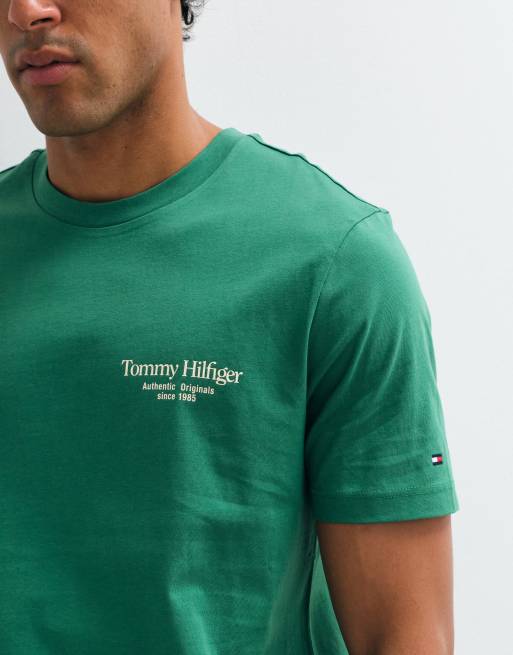 Tommy Hilfiger – Kastiges T-Shirt in Grün mit Logo, 5 von 5