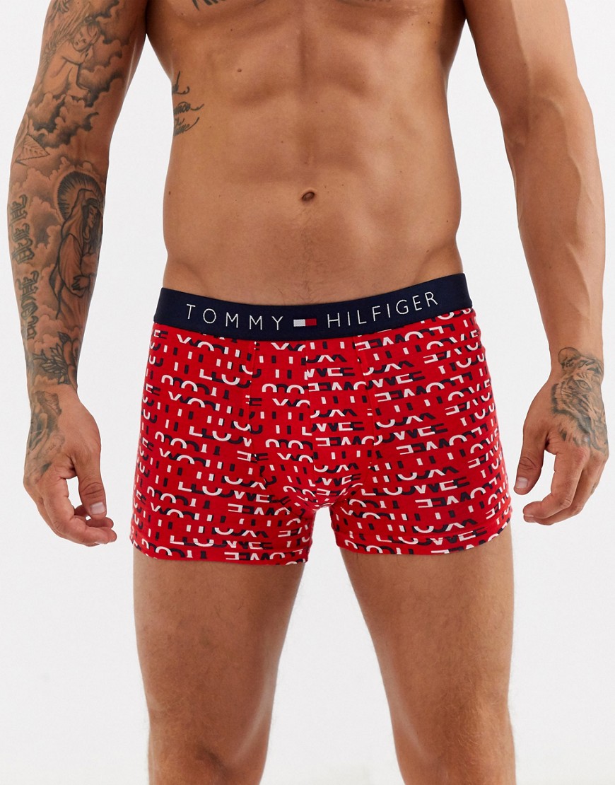 Tommy Hilfiger - Katoenen boxershort met logo en kleine love-print in rood