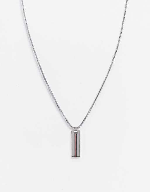 Tommy Hilfiger - Ketting met hanger met merkvermelding in zilver